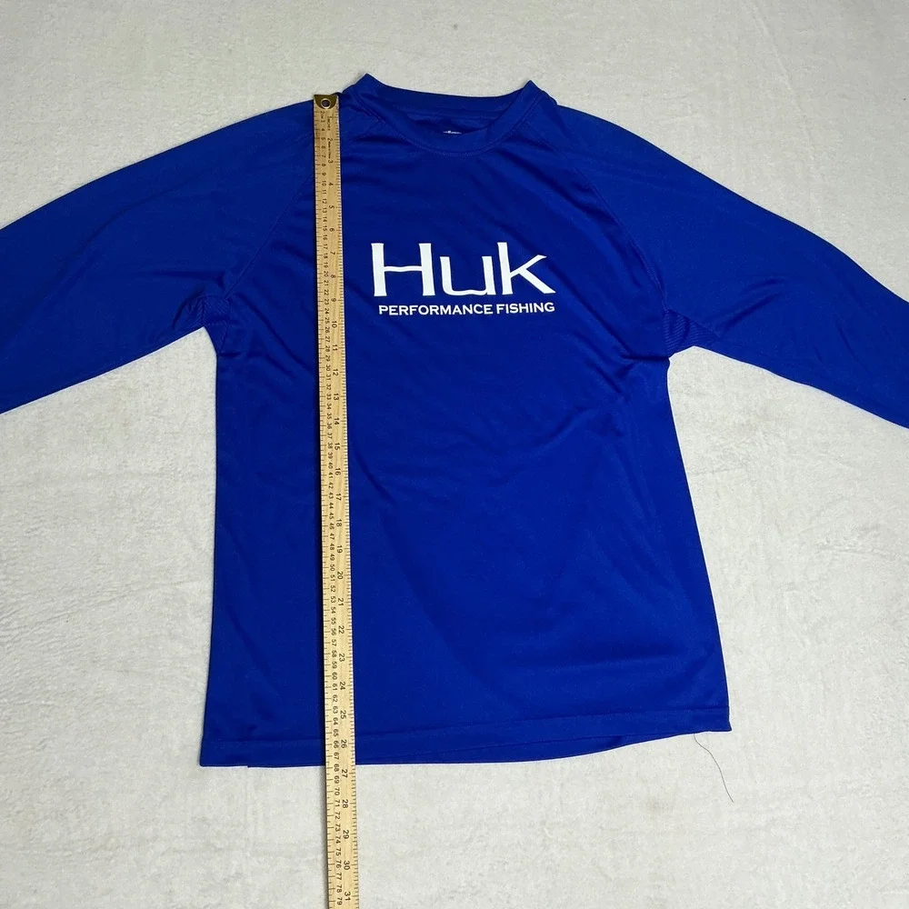 Huk Performance Fishing Long‎ Sleeve Rash Guard Shirt Royal Blue Men's Size M
